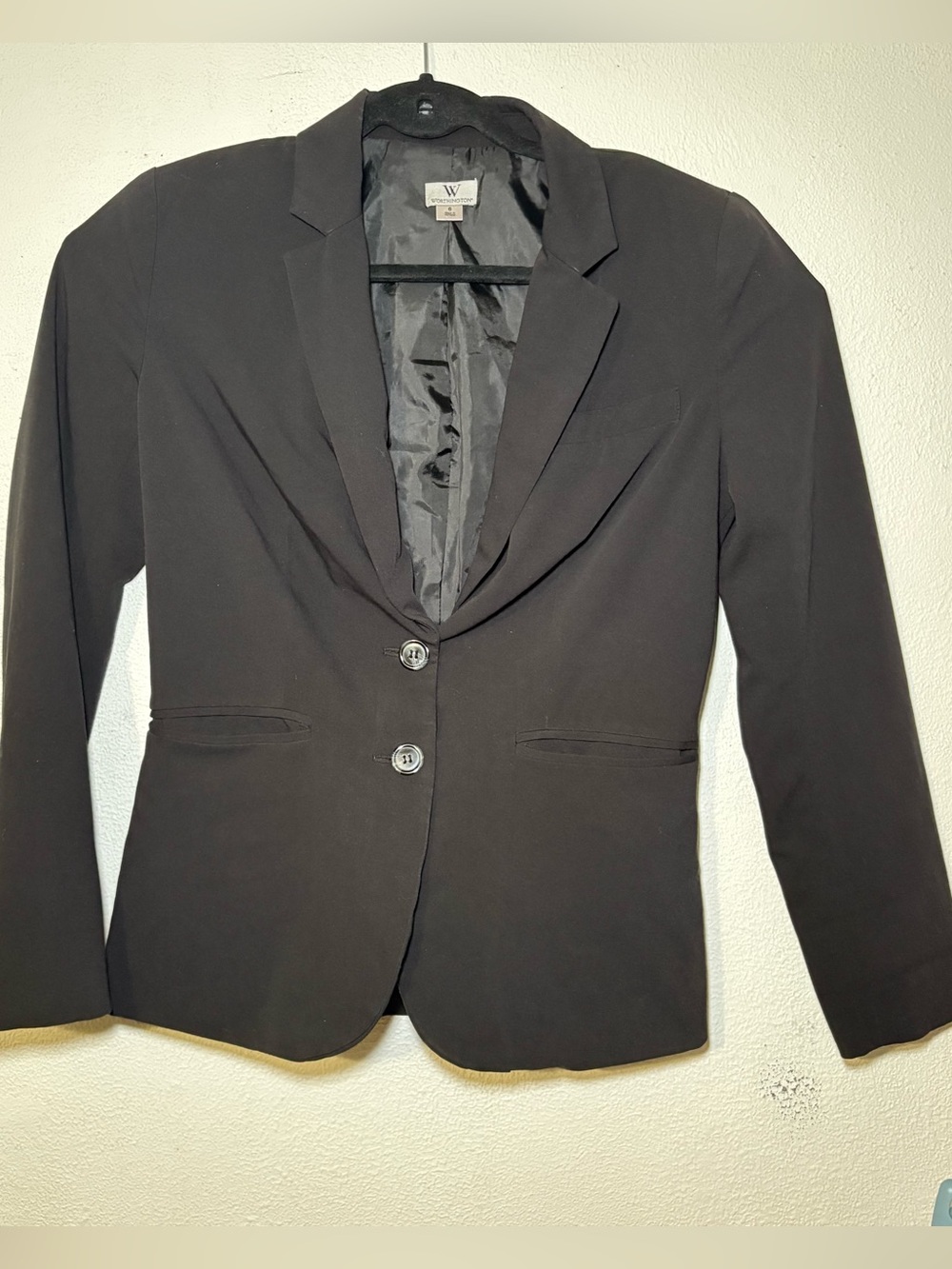 Worthington Women's Sz 6 Single-Breasted Black Tailored Blazer with Shoulder Pad